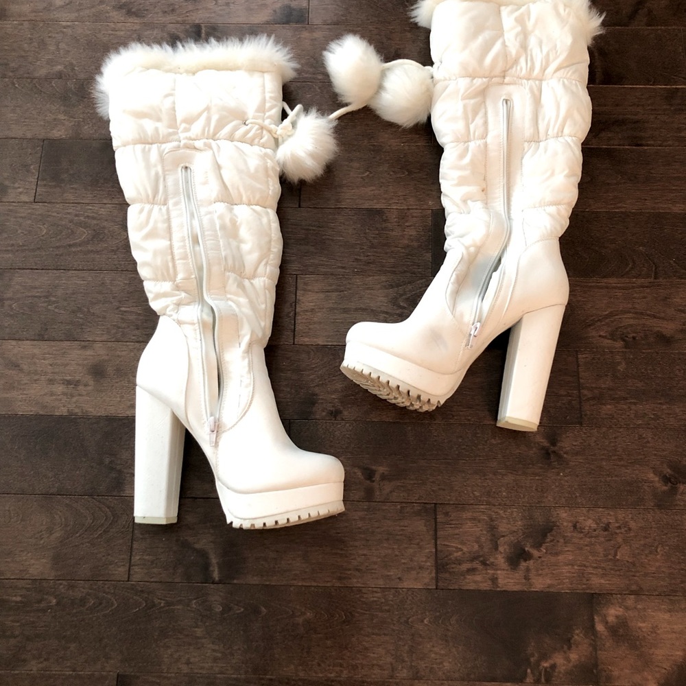 White platform boots